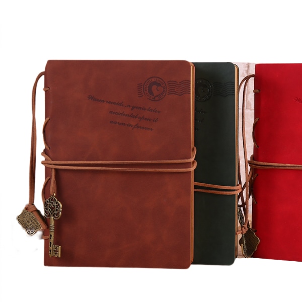 Läder Skrivande Journal Notebook, Klassisk Nyckel Bunden Retro Vi