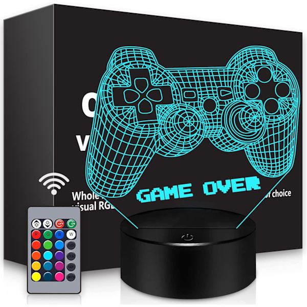 3D Gamepad Natlampe Spil Over Lys Spil Controller Konsol Illusion Lampe