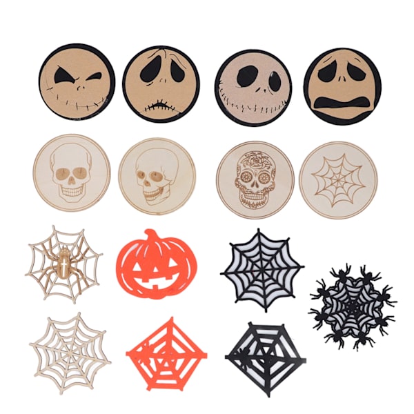 15 stk. Halloween-glasunderlag, udsøgte, tykke, varmeisolerende Halloween-kopunderlag til Halloween-dekoration