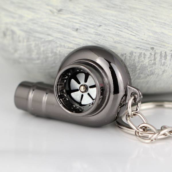 Kreativ Spinning Ny Krom Polert Gunmetal Svart Turbo Turbolader Nøkkelring Nøkkelkjede Ring Nøkkelring Nøkkelbrikke, Lag Fløytelyd