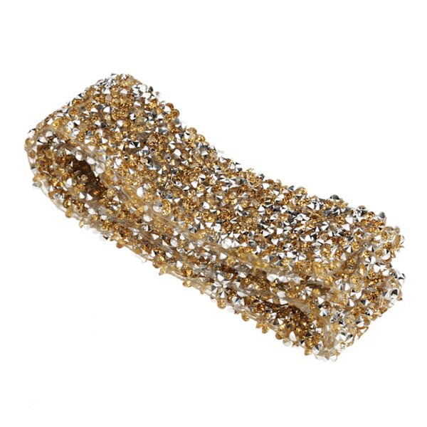Diamantnät Wrap Rulle Sparkle Crystal Rhinestone Band Bröllopsdekoration (Kristallgul)