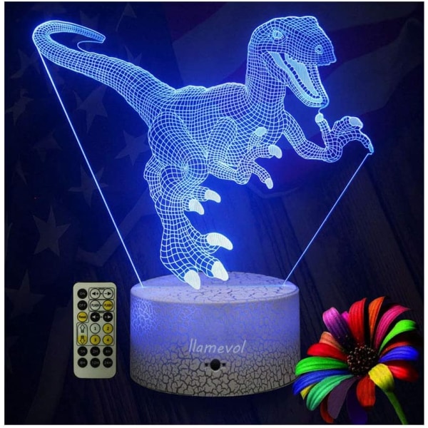 Dinosaur Toys Kids Night Light Timer Remote Julklapp B