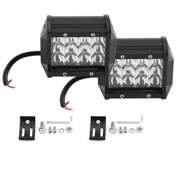 2 stk 4 tommer 12 LED 36W 3 rader Bil Arbeidslys Bar Tak Flomstråle Lampe for Off Road Trucks 10-48V