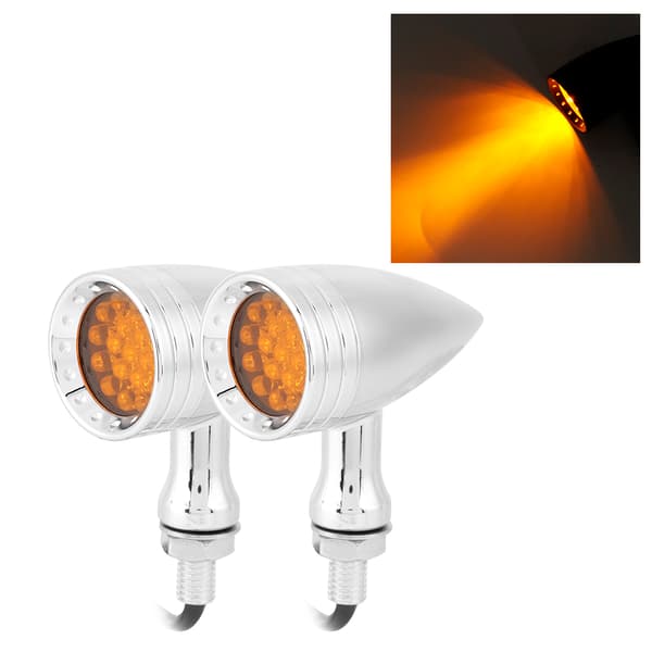 2 stk. Aluminium LED Blinklys for Motorsykkel - Kuleformet, Universal (Sølv)