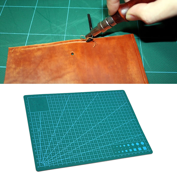 A4 rutnät PVC skärmatta Självläkande papper Lädertyg Skärbräda (Grön)