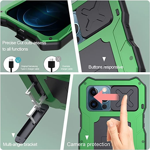 Kompatibel med iPhone 12 Pro Max Vanntett Metall Deksel, Bui