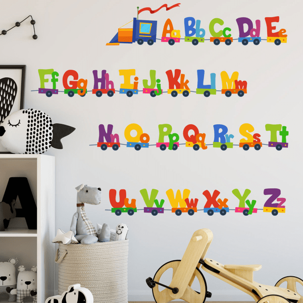 Fargerike dyre-alfabet ABC veggklistremerker for barn - avtagbare klistremerker for barnehage, soverom og stue