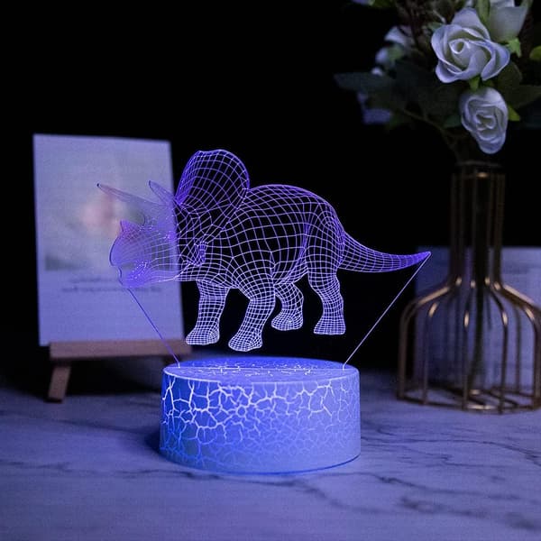 3D Dinosaur Nattlampe for Barn/Gutter/Jenter med Fjernkontroll