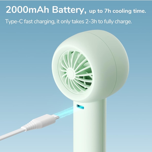Mini Håndholdt Blæser Uden Blade, Bærbar Lille Hånddesign med Genopladeligt Batteri, Lomme Rejsekøling med USB, Støjsvag, Kraftfuld