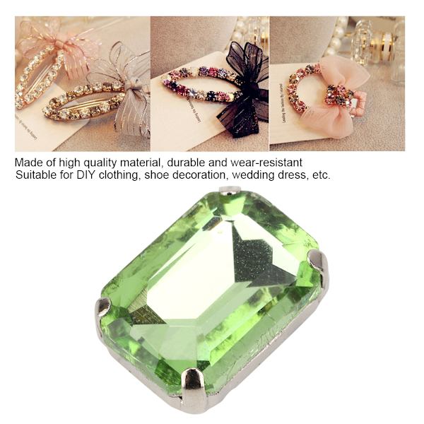10 st rektangulära systenar strass glas kristall klo DIY klädtillbehör (gräsgrön)