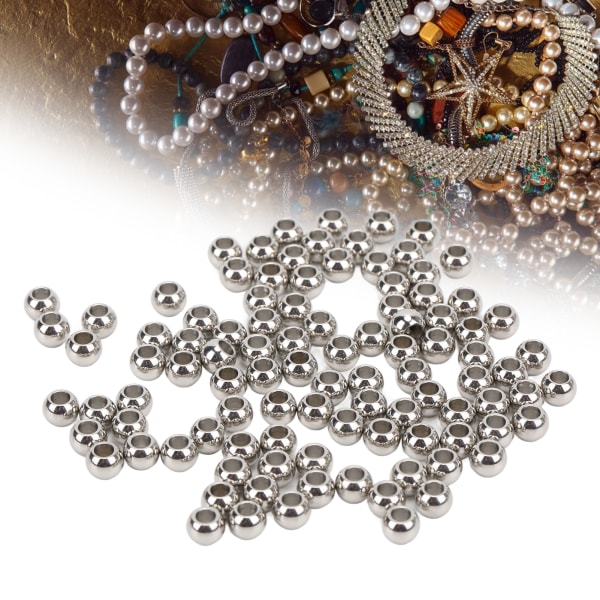 100 st metallpärlor rostfritt stål Robust hållbar glansig yta Bred applikation Smyckenspärlor för örhängen Halsband