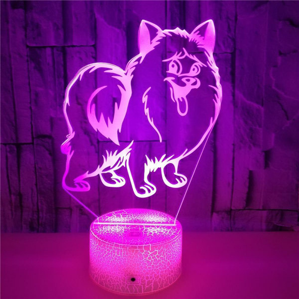 Puppy Night Light, 3D Illusion Lamp, 7 färger som växlas med