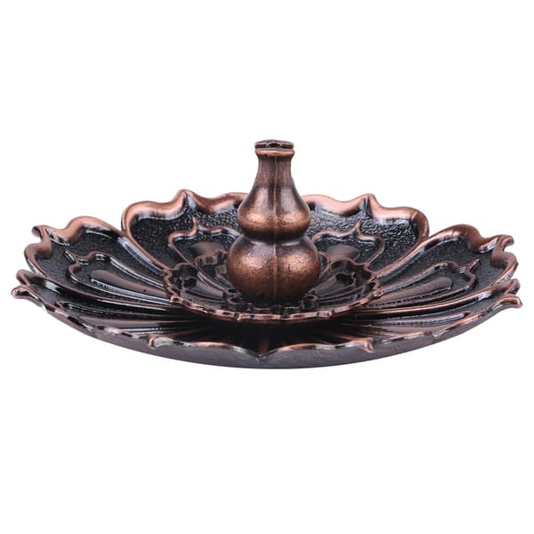 Lotusblomstformet røgelsesbrænderholder til røgelsespinde/spiraler, imitation bronze, boligindretning