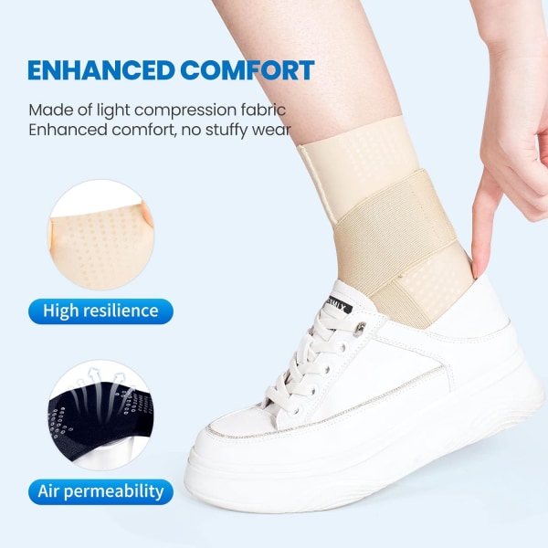 Ankelstøtte, Justerbar Åndbar Kompressionsankelstøtte, til Mænd og Kvinder med Forstuvede Ankler, Ankelbandage Stabiliserende Ligamenter, Plantar Fascii Complexion Large