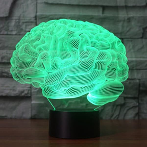 3D Hjerne Natlampe Illusionslampe 7/16 Farveskift LED Lampe