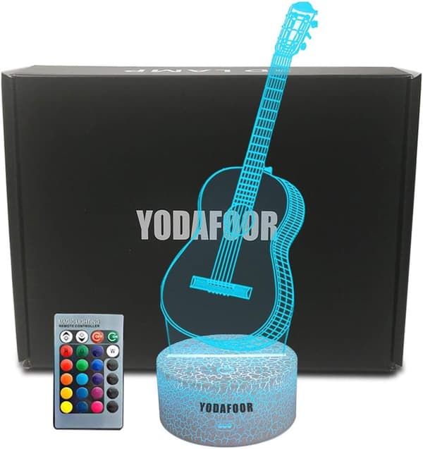 Visuell 3D Nattlampa Gitarr 2D Bordslampa för Gitarrälskare