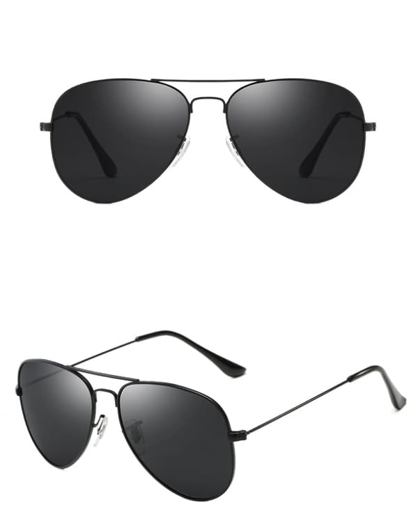 Polariserte Aviator-solbriller for menn og kvinner, metall, flat topp Su