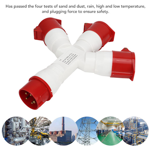 5-pinners industriell plugg multippel stikkontakt 380‑415V 3-fase 16A vanntett PA66 skall flykontakt
