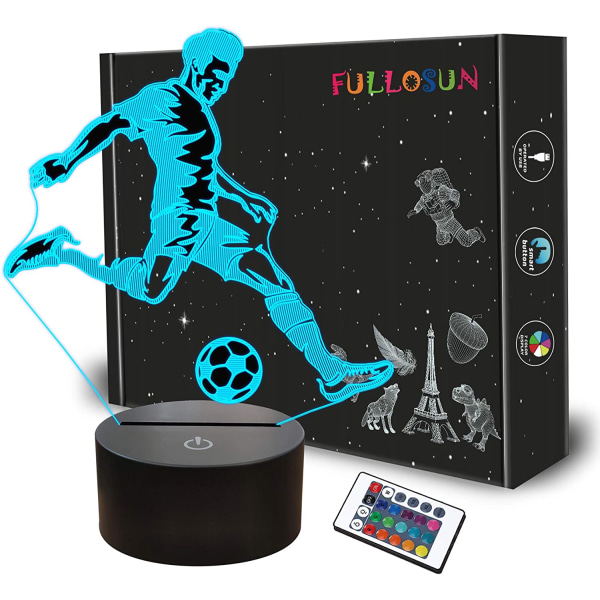 Fodbold Natlys, 3D Optisk Illusion Lampe til Fodboldfan