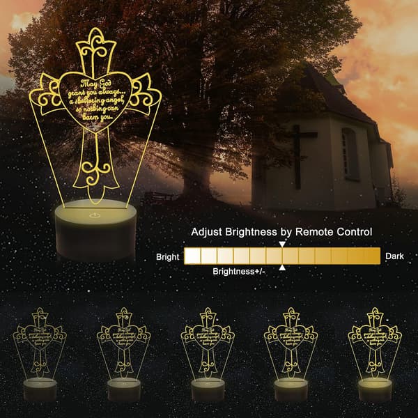 Jesus Kors 3D Nattlampe, Kristus Optisk Illusjon Lys 1