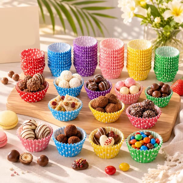 600 Mini Cupcakeformer, Oljetett Papir Bakekopper for Bursdagsfest Dessert & Godteri Dekor