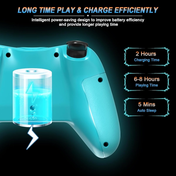 Bryterkontroller, trådløs Pro-kontroller for Nintendo Switch/Switch Lite/Switch OLED, Switch-gamepad med justerbar turbofunksjon, 6-akset gyrosensor Blue