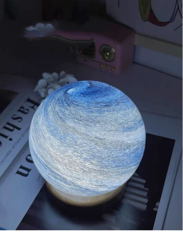 3D Planet Lampe, glas Månelampe Måne Natlys Gave Til G