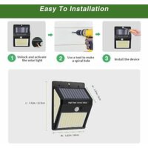 Ulkoinen aurinkovalaisin, [4 LED-pakkaus] LIIKKEENTUNNISTIMELLA, 3 AURINGONPILKKUTILA TURVALLISUUS LANGATON RATKAISU LAKI LAMPU PUUTARHAAN