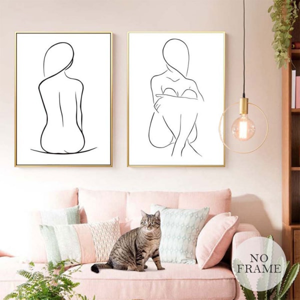 Väggkonst i minimalistisk stil för kvinnor Canvastryck Pos 15x20cm