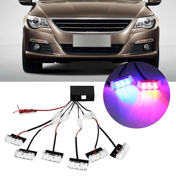6*3 LED Nødblinklys for Bil Dash Flash Strobe Lys Lampe 1V6