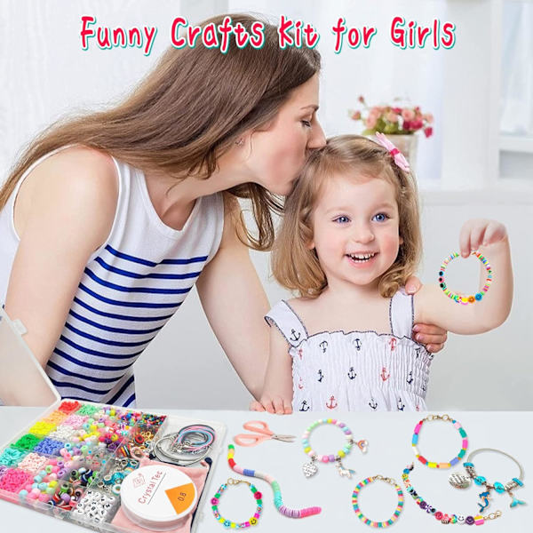 Sæt til armbåndsfremstilling til piger - 3100 perler til smykkefremstillingssæt, enhjørning/havfrue-hobbygaver til piger i alderen 5-12, påskekurv 3100pcs