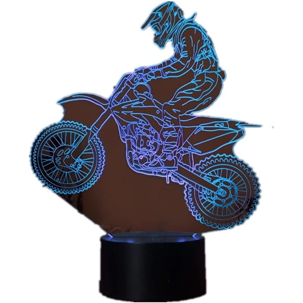 3D Motocross Bike Nattljus Nyhet 3D Bordslampa USB 7 C