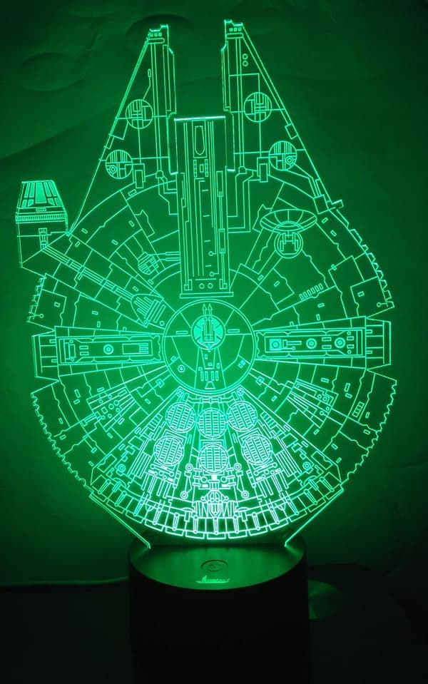 Millennium Falcon 3D Natlampe LED Illusion Lampe Sengelampe D