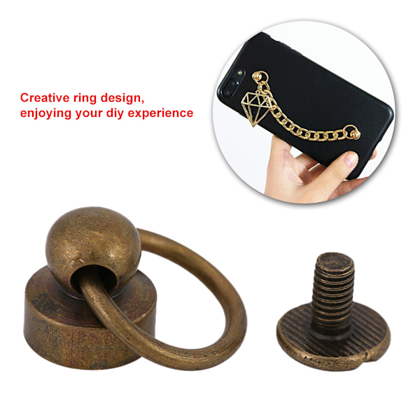 20 st DIY läderhantverk metallnit med ringspänne för handväska/telefonfodral dekoration (brons) (spårad skruv)