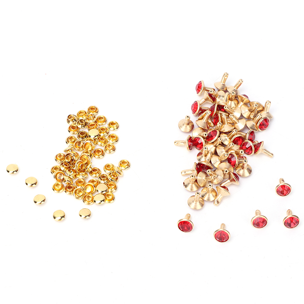 50 st 8 mm kristall strass dekorativa nitar DIY läder skor kläder nitar (röd kristall)