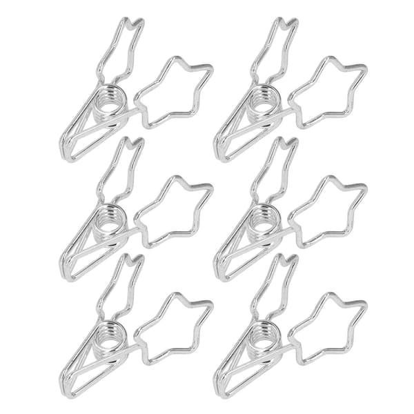 100 stjärnformade klämmor i ihålig tecknad stil, starka klämmor, robusta små pappersklämmor för dokument, kläder, papper, silver