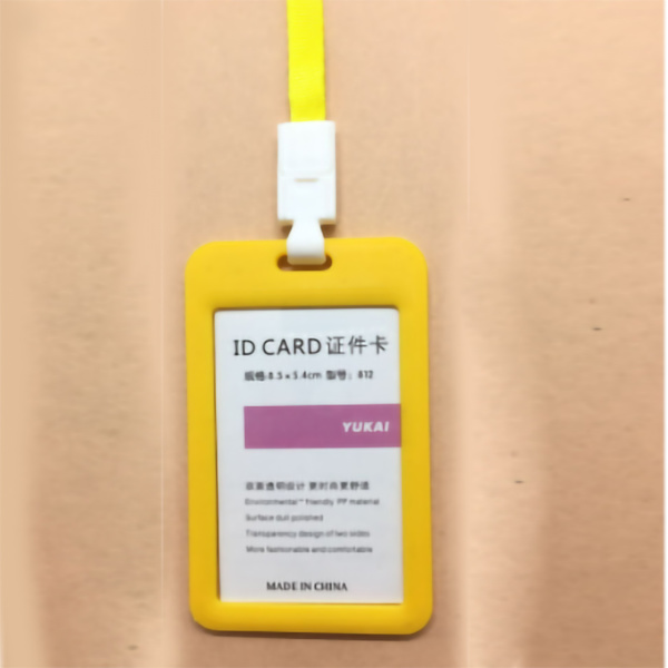 Anställd Job Badge Dubbelsidig Transparent Anställd Arbetskort Studentkort Badgehållare med LanyardGul