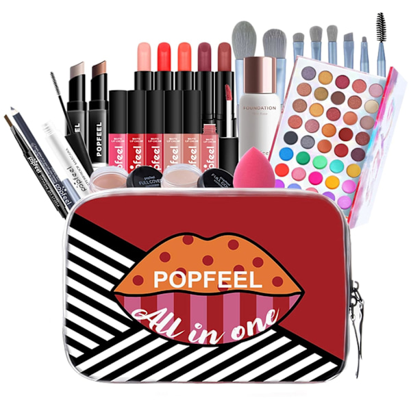 All-in-One Makeup Kit Presentset, Makeup Kit för Kvinnor Fullt Set, Makeup Presentset, Perfekt Presentval (29 st) POP002