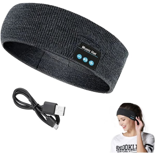 Langattomat unimakuulokkeet, Bluetooth-urheilupäännauha-kuulokkeet erittäin ohuilla HD-stereokaiuttimilla, täydelliset nukkumiseen, treenaamiseen, juoksuun, joogaan, unettomuuteen Grey