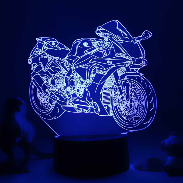 Barn Kreativ 3D Motorcykel Nattlampa Optisk Illusion La