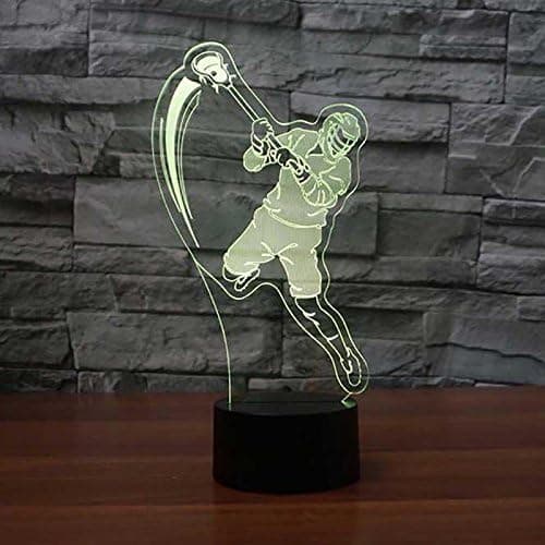 3D Lacrosse Spiller Natlampe Touch Switch 7 Farveskift L
