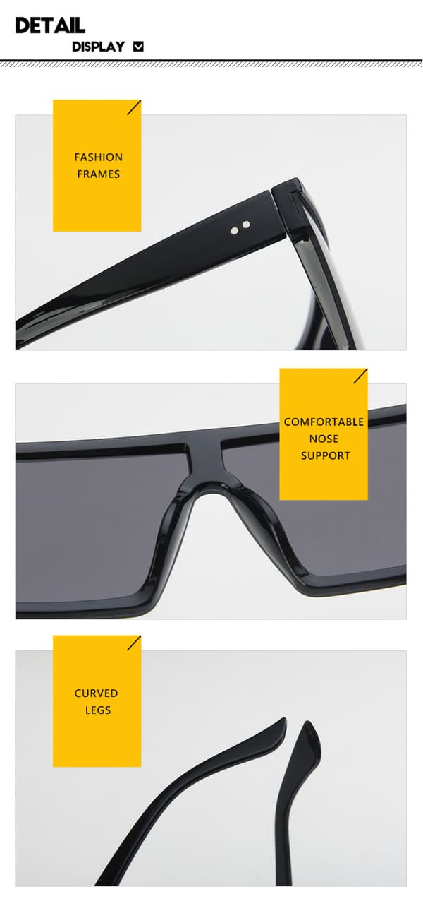 Spejlbelagte Oversized Rimless Solbriller til Kvinder Mænd Flat Top