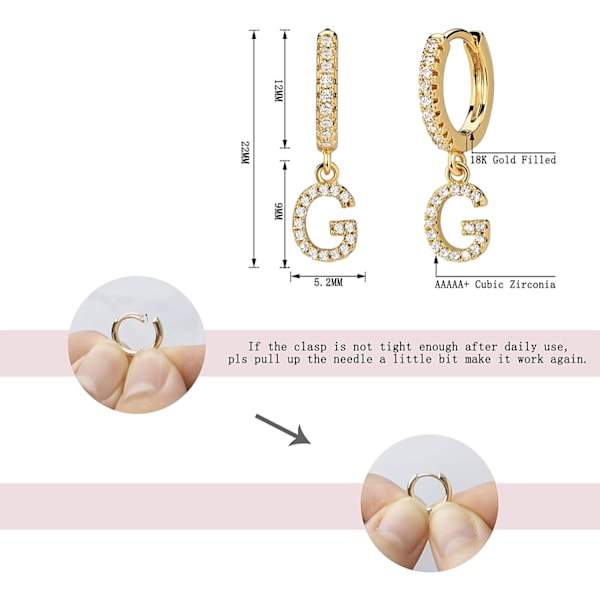 AVEKI 18K Delikat förgylld Pave Cubic Zirconia Brev Charm