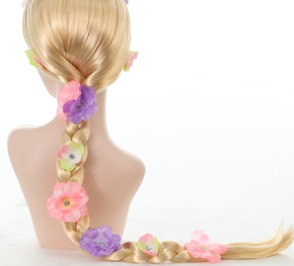 Lång flätad blond peruk för flickor, prinsessfest håraccessoar för Halloween-kostym rollspel