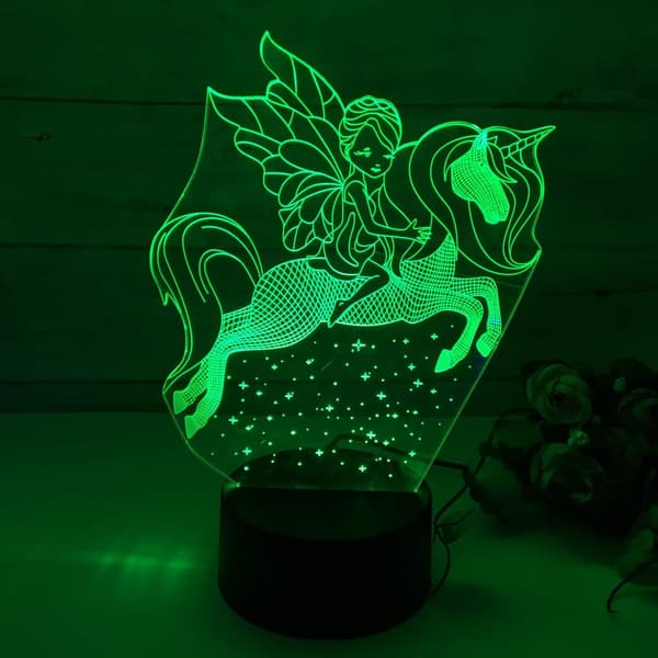 3D LED Natlamper, 3D Illusionslampe 7 Farver Skiftende