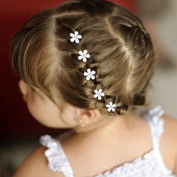 20 STK Mini Hvide Rhinestone Blomster Hårklemmer - Glimrende Brudehårtilbehør til Bryllup, Søde Hårspænder til Kvinder og Piger