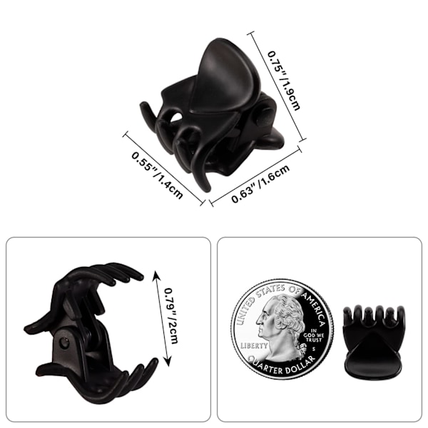 36 st svarta mini hårklämmor, perfekta för att designa barn- och vuxenfrisyrer, dekorationer, bullar, fästa lugg, starkt grepp, multifunktionsklämmor. Black