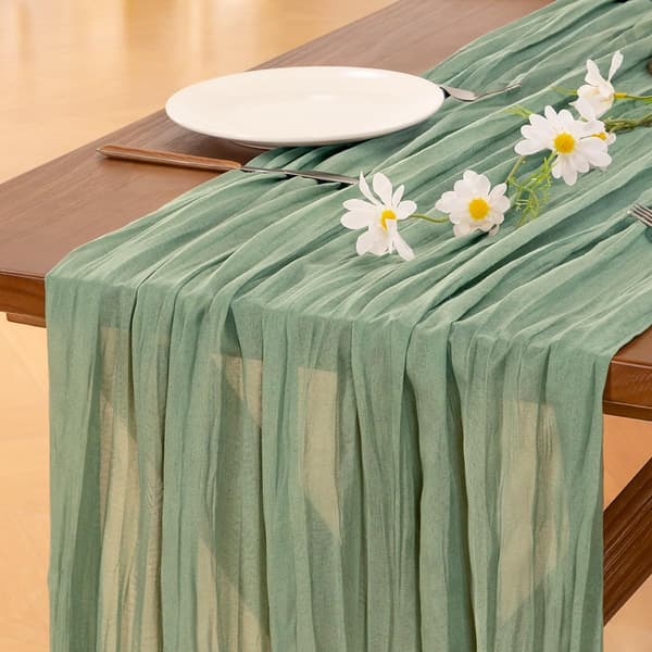 Boho Rustikk Gårdsstil Salviegrønn Osteklut Duk 120 Tommer - Gasbind Bomullsduk for Thanksgiving, Bryllup, Babyshower,