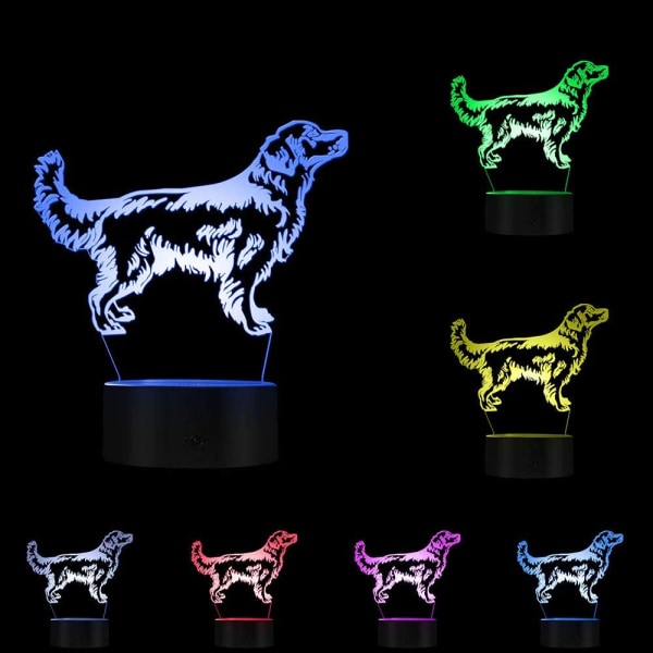 3D Golden Retriever Dog LED Nattlampa Pet Skrivbordslampa Decora
