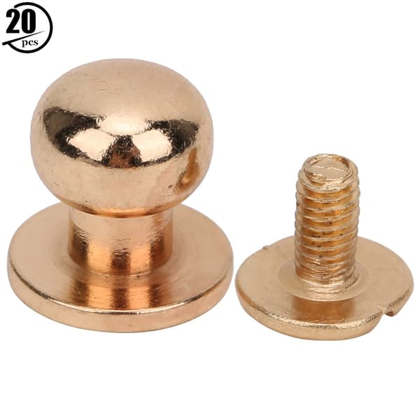 20 sæt kobber runde hoved studs spot screwback DIY læder håndværk nitter 10 x 8mm guld